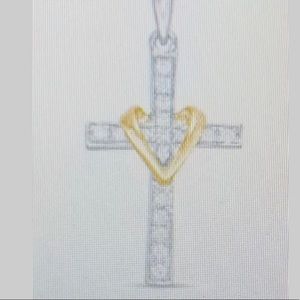 Diamond and Gold Cross pendant and necklace